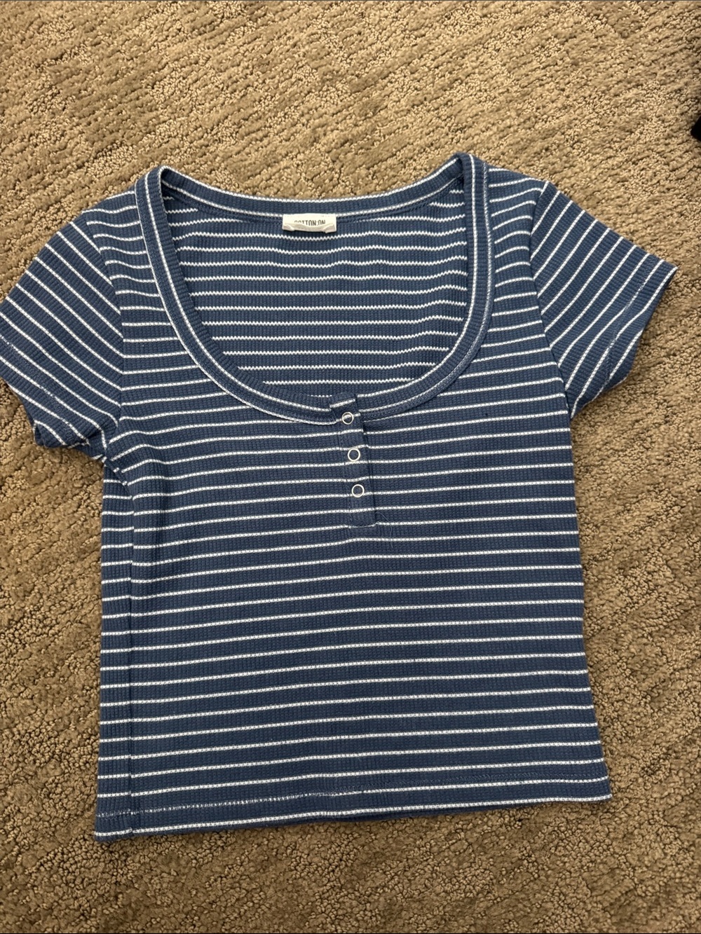 Cotton On Blue and White Striped Crop Top